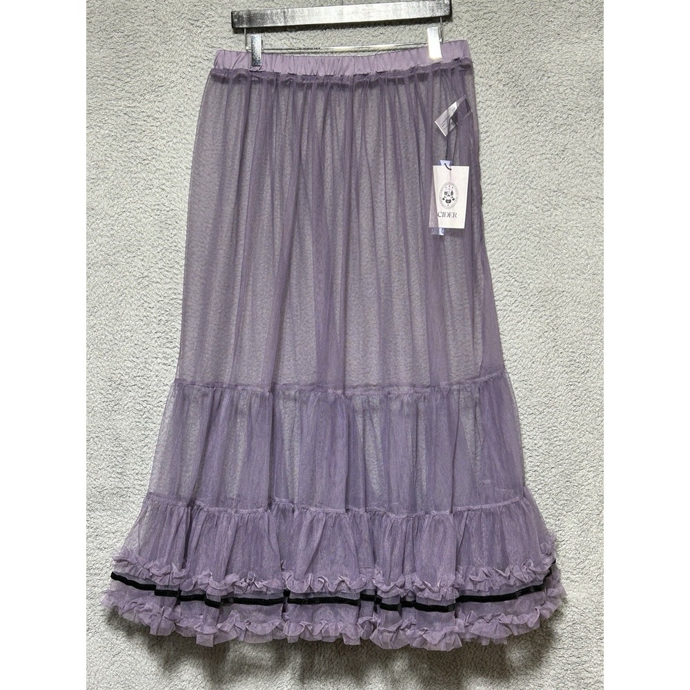 Cider NWT Voluminous Mid Rise Layered Tulle Ruffle Hem Maxi Skirt Whimsy Fairy